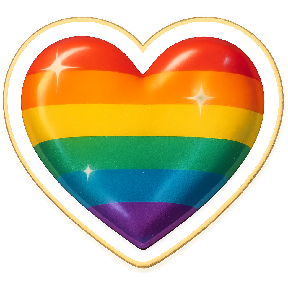 rainbow pride heart, holographic shine, no text emoji