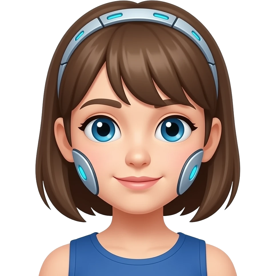 cyborg kid girl with headband emoji