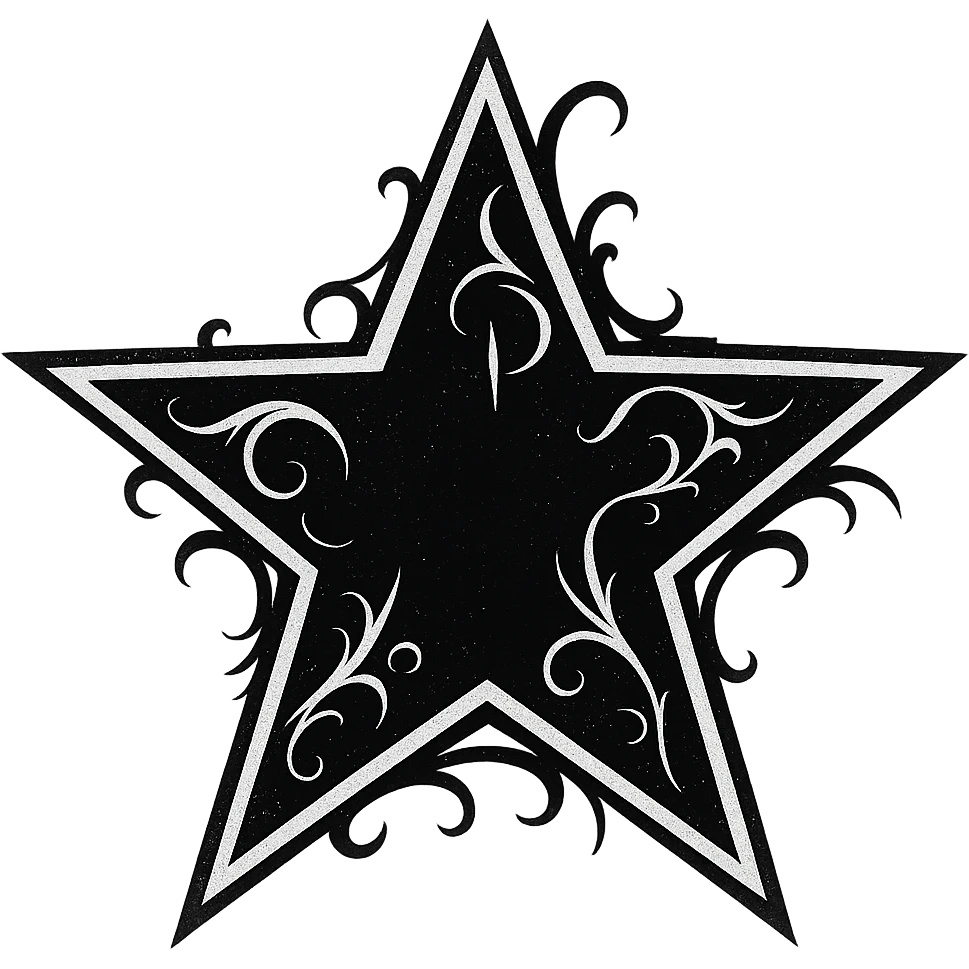 goth black white star  , remove background  emoji