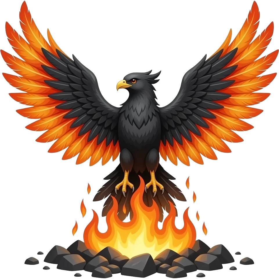 Black fire phoenix rise emoji