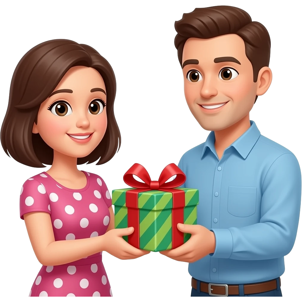woman receiving gift from man emoji