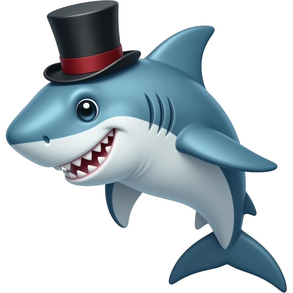 Shark with a top hat emoji
