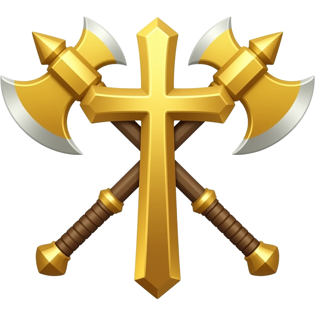 Cross of 2 battle axes colour will be golden and divine emoji