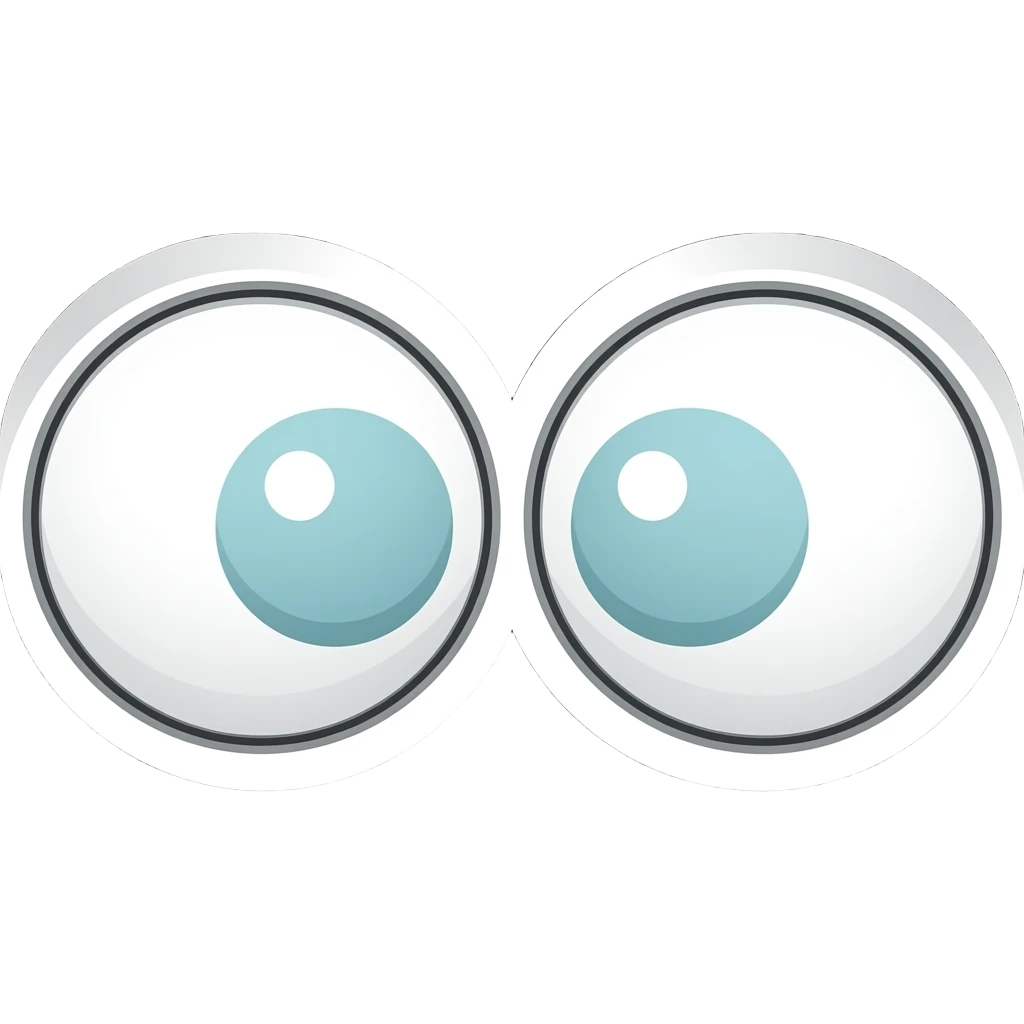 minimalistic line art sticker of two googly eyes, elegant thin strokes, pastel tones, clean vector design, no background, modern aesthetic, white outline emoji