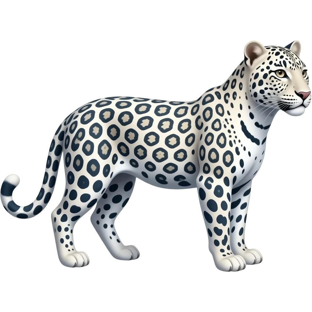 A white leopard standing on right side face with full body emoji