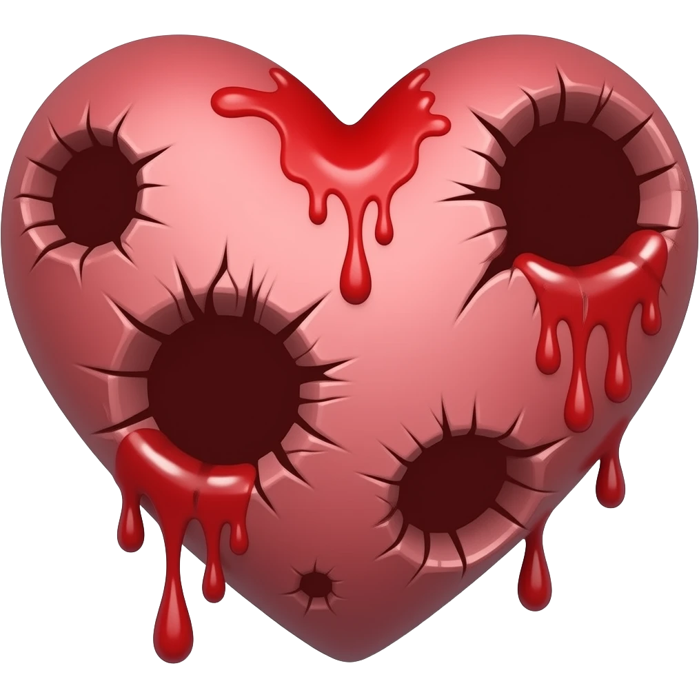 Leaking injured heart with many holes emoji