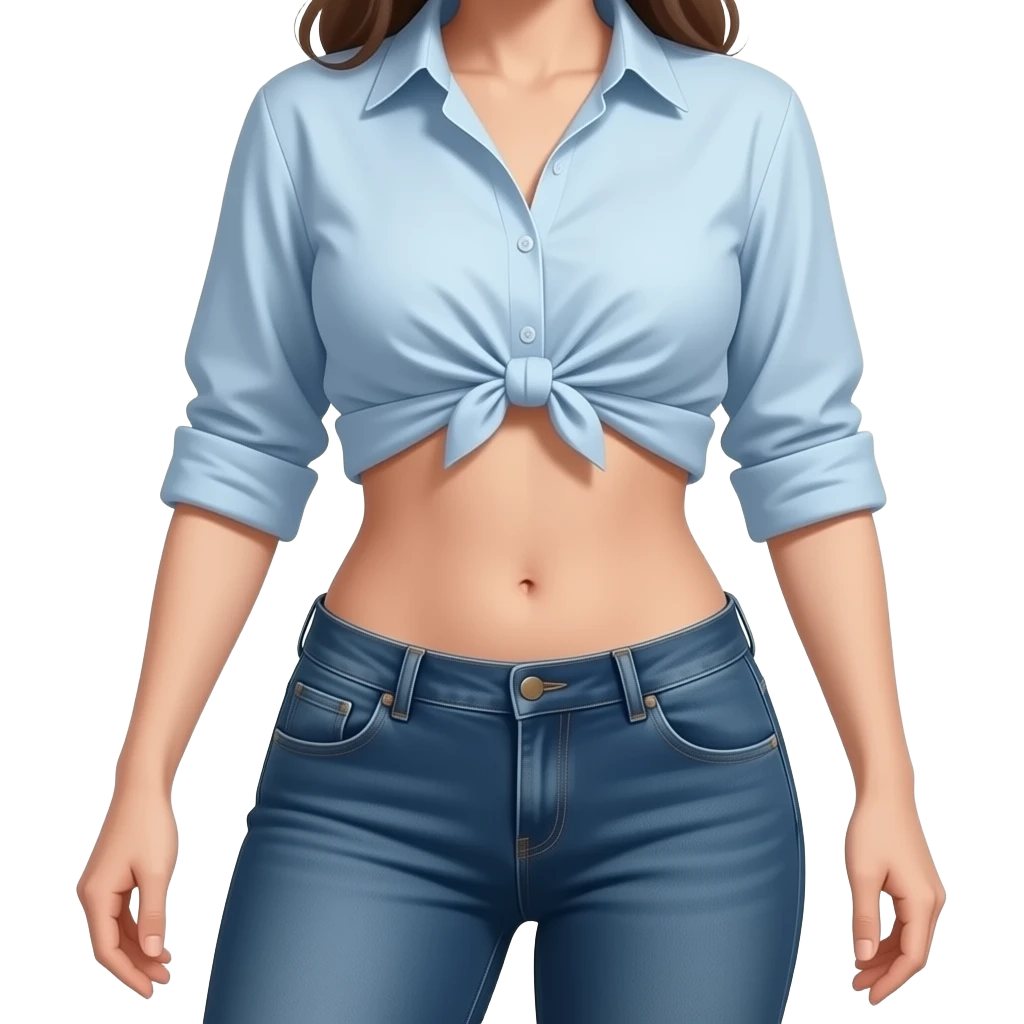 Toned female midriff with lifted shirt and pulled down pants emoji