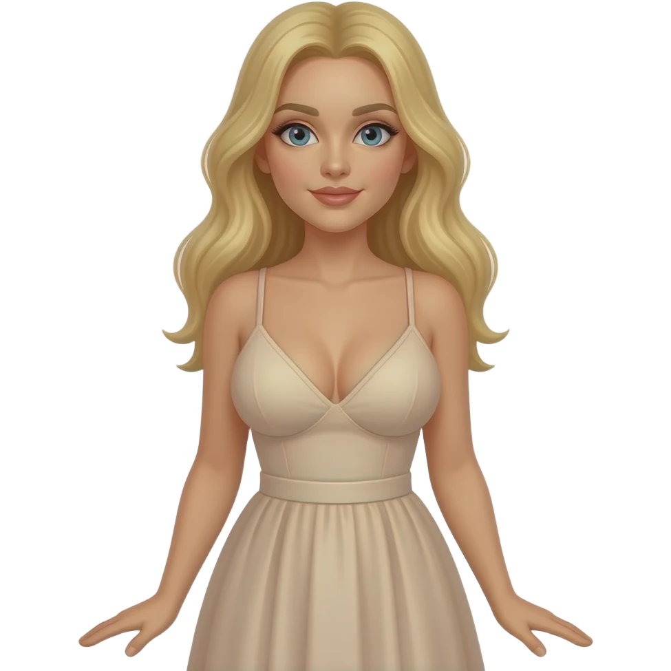 Blonde girl big boobs nude skirt emoji
