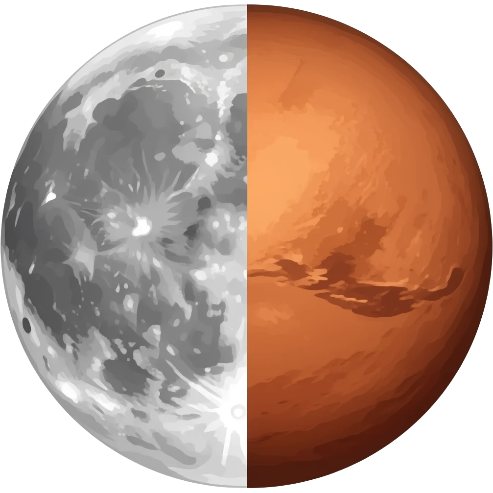 moon and mars side to side no background emoji