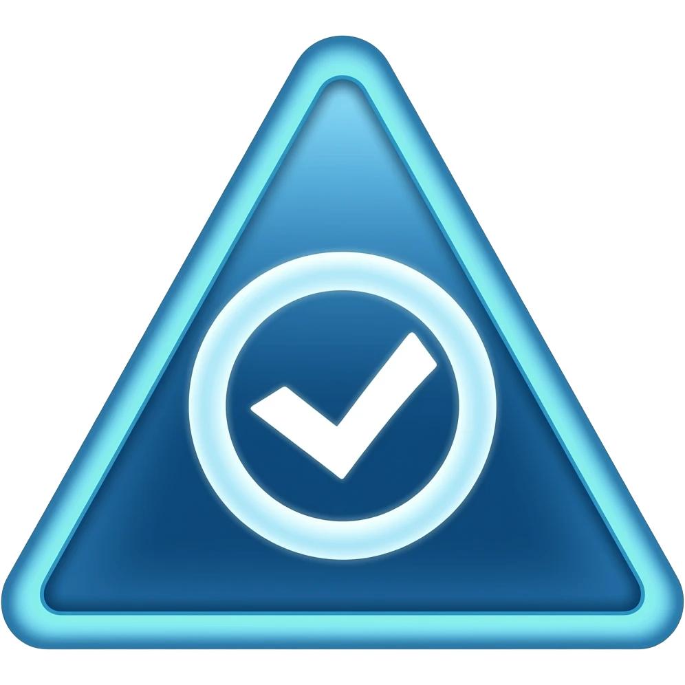 Verificado color azul  que este en circulo y la palomita sea color blanco y todo lo demás azul y que en la orillas del circulo este con triángulo que el color azul sea fosforescente emoji