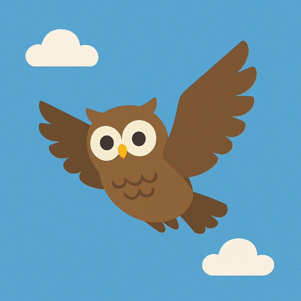 Flat design style owl in the sky emoji