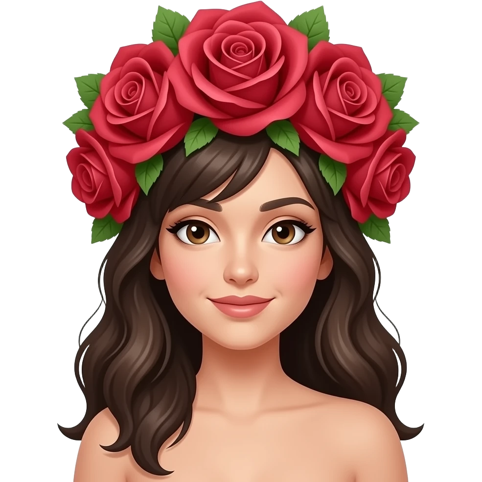 huge roses crown brunette lady long hair emoji