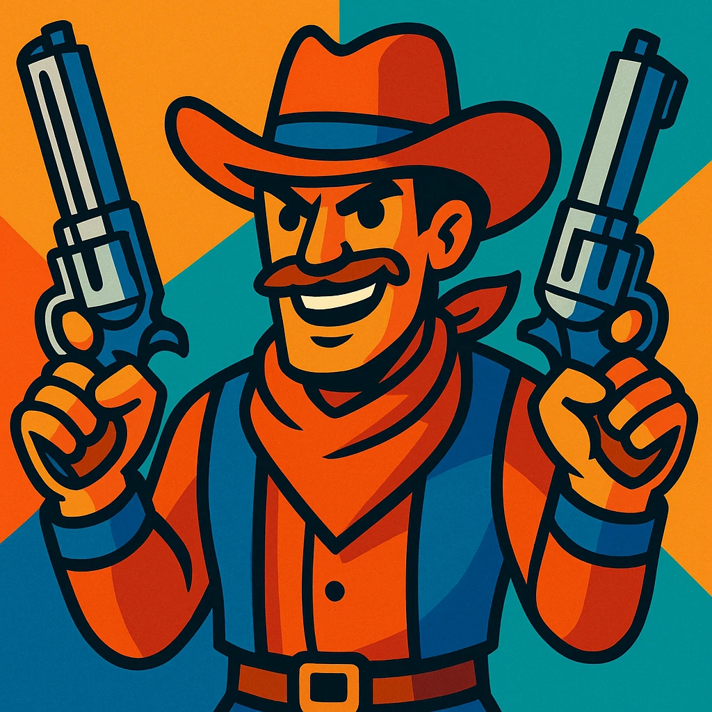 dual pistols, vibrant toon style emoji