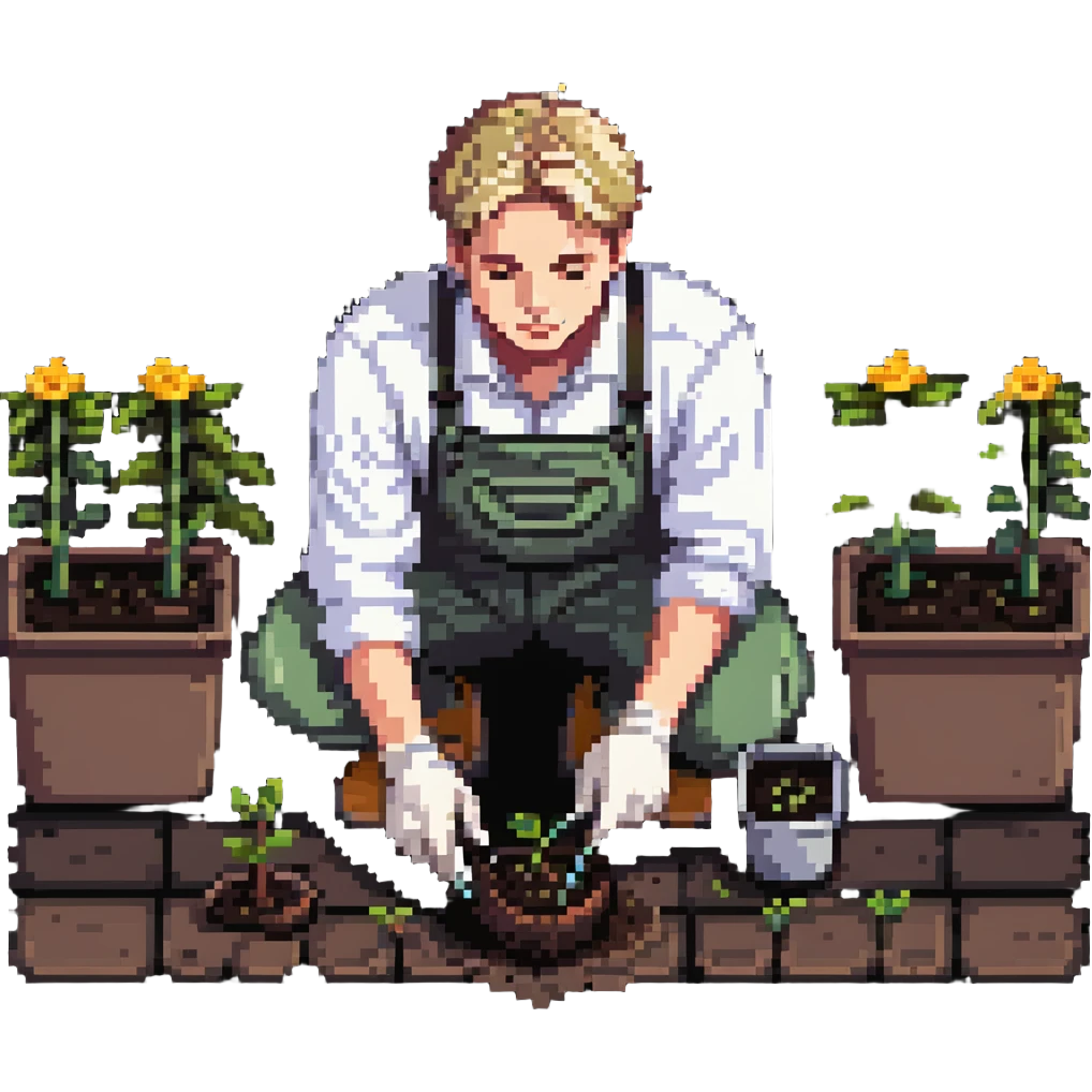 diligent young white male gardener planting seeds emoji