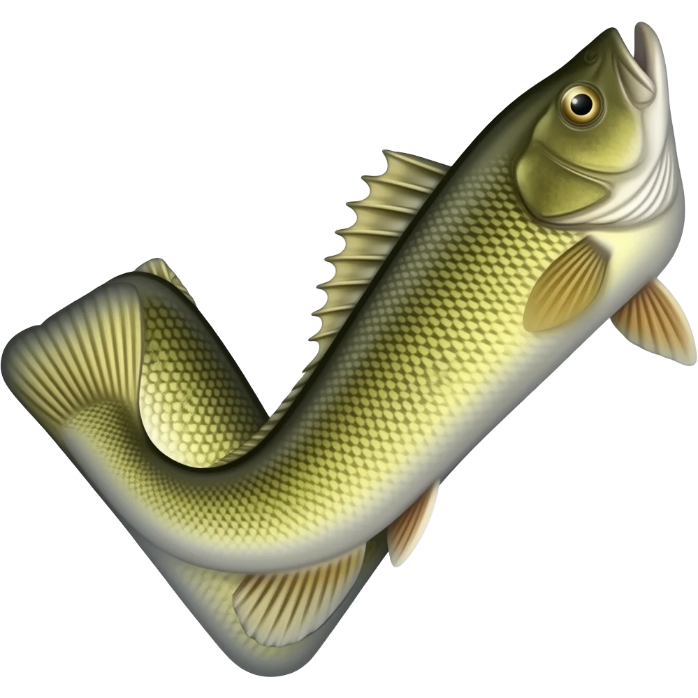 a walleye fish shaped like a checkmark with only one head emoji