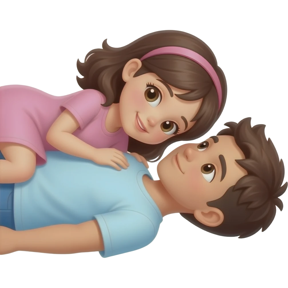 girl lay on boy chest emoji