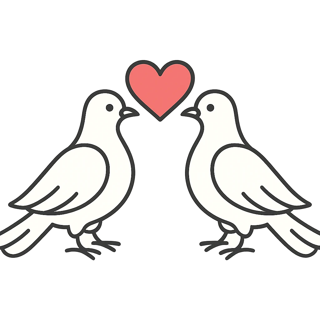 pair of doves with a heart emoji