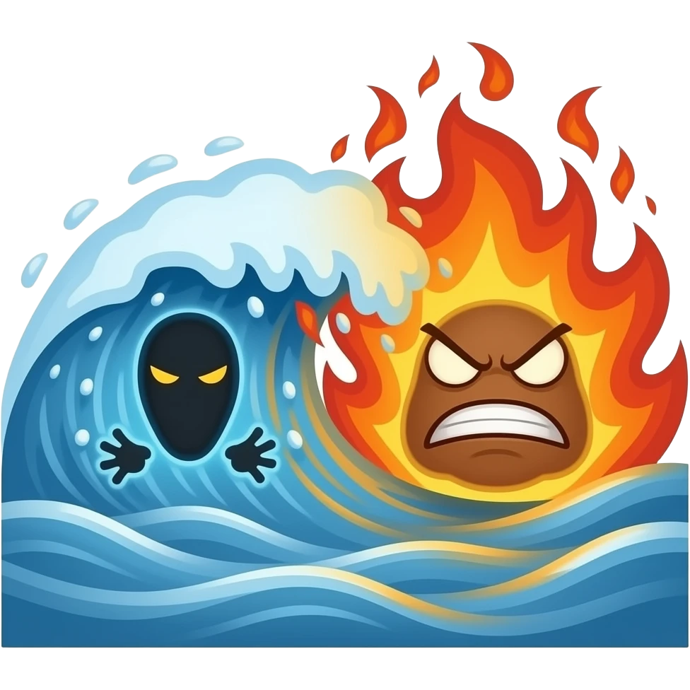 wave of magic crashing into a wave of faceless rage to copy/paste emoji