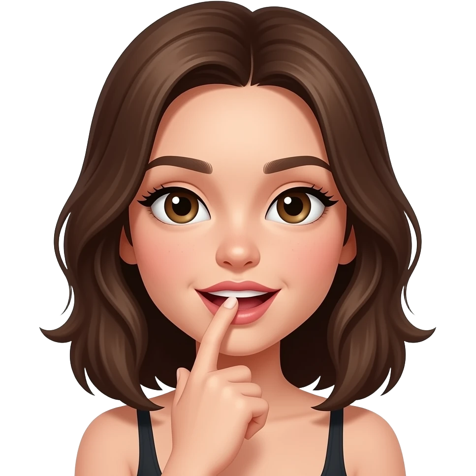 Chica mordiéndose el dedo con la boca de manera seductora emoji