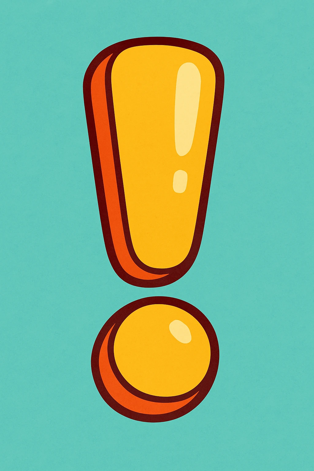 exclamation mark, playful and colorful cartoon style emoji