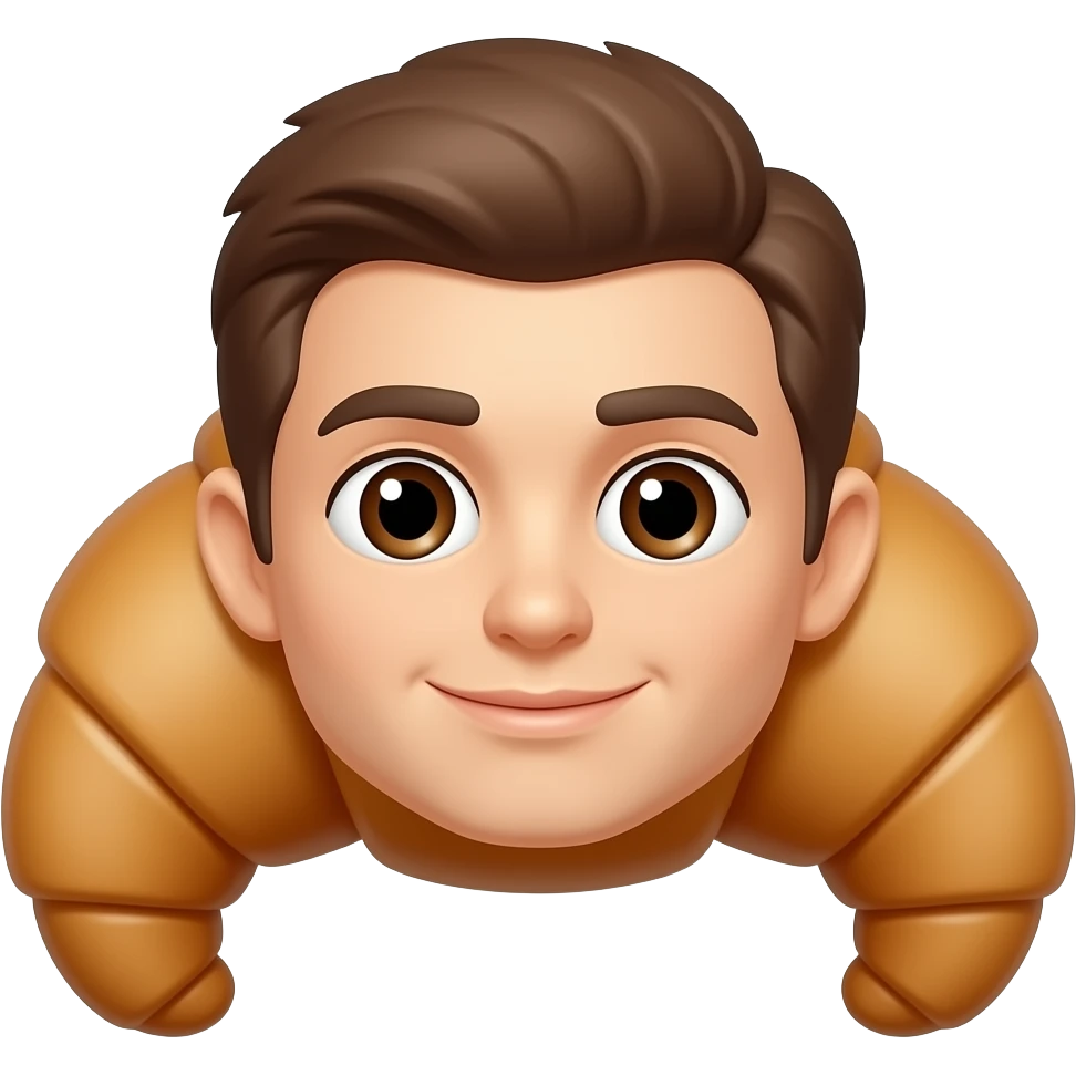 Croissant guy brown eyes brown hair emoji