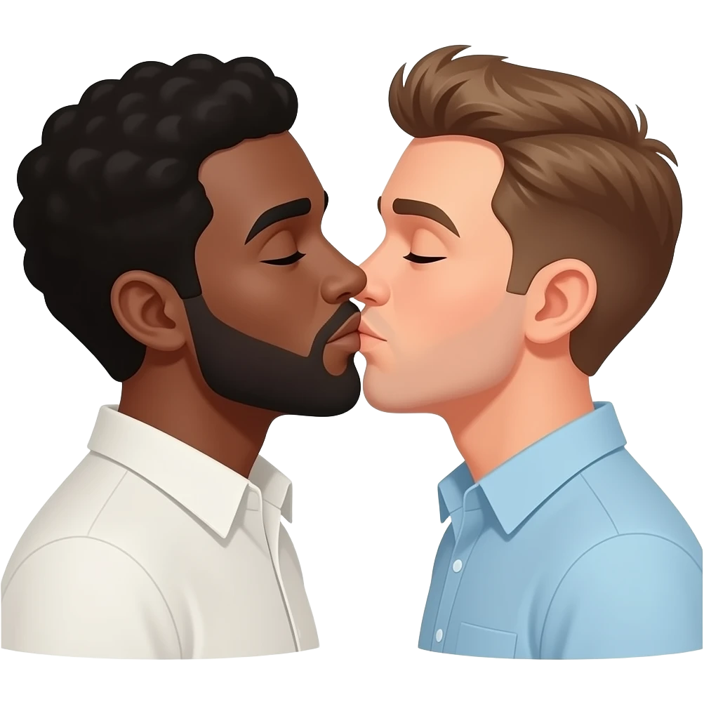 Dos hombres besandose uno negro uno blanco emoji