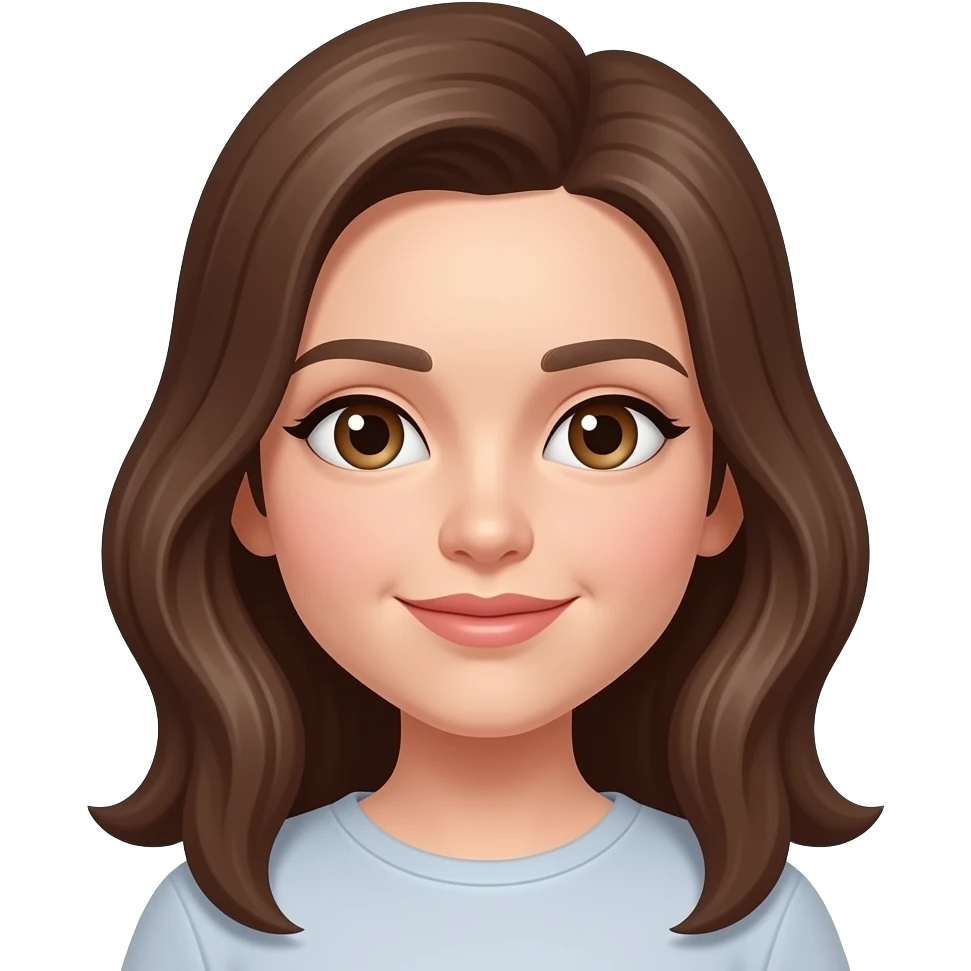 create a girl emoji with brown hair small brown eyes with medium type lips emoji
