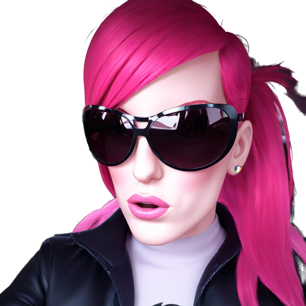 girl with pink hair sunglasses emoji
