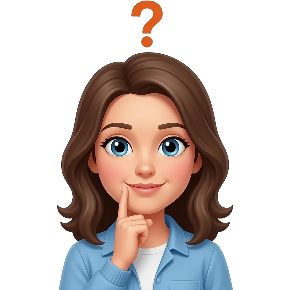 woman thinking about who to ask with a question mark above her head emoji