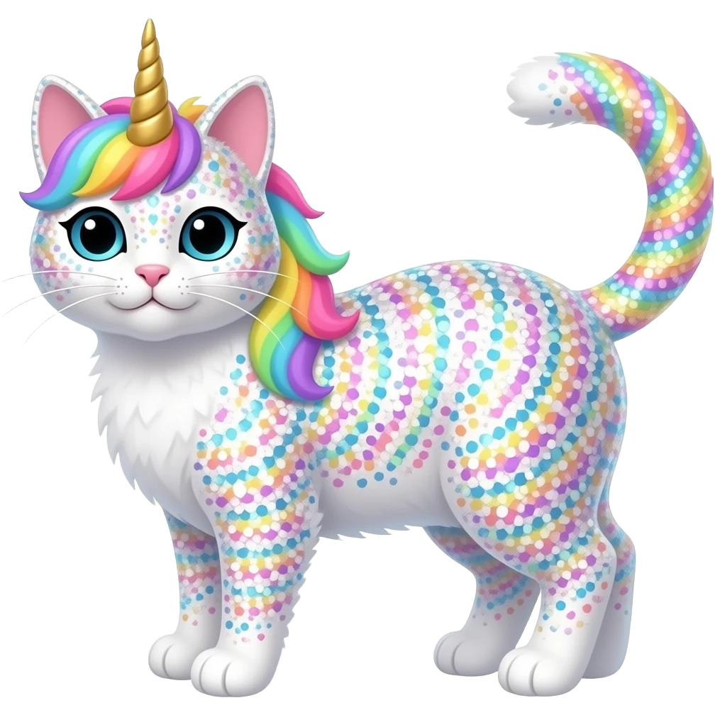 Glitter pastel rainbow unicorn cat emoji