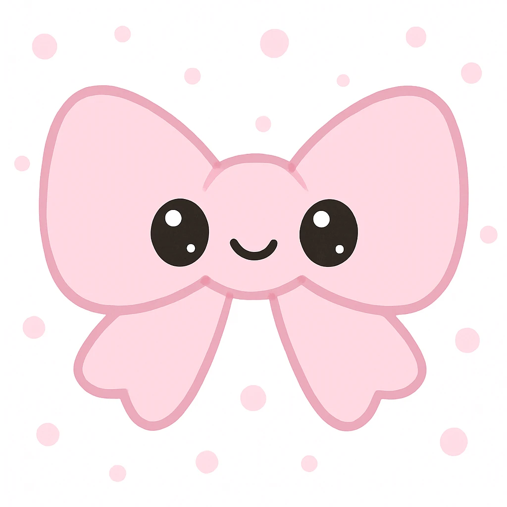 bow, pastel pink, soft fabric, cute and fluffy, kawaii style emoji