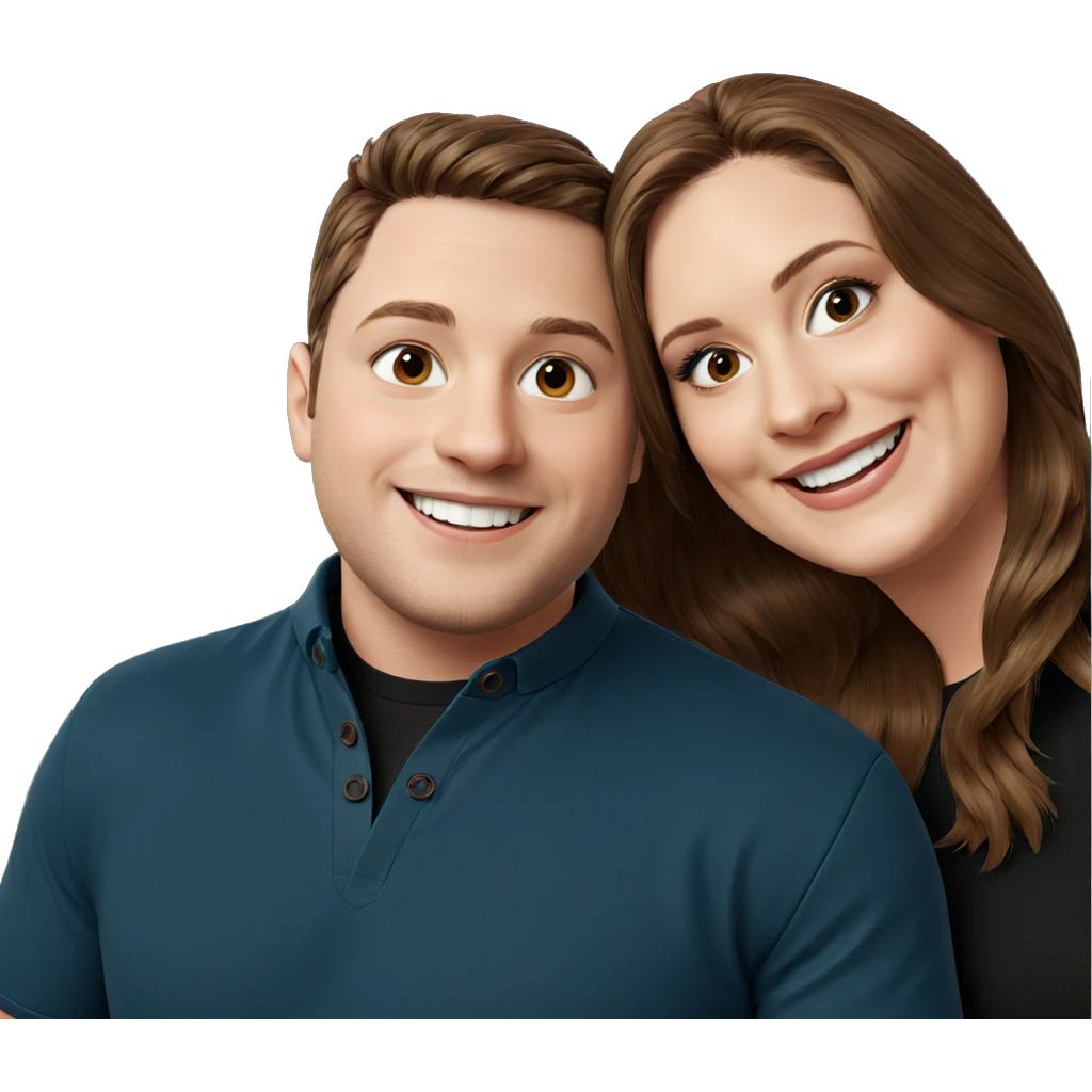 smiling couple with brown hair emoji
