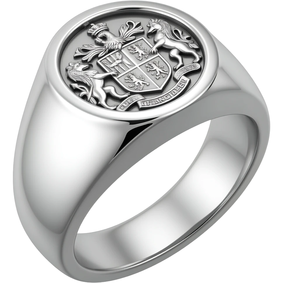 A signet ring emoji with engraved crest, old money family heritage aesthetic, polished luxury emoji