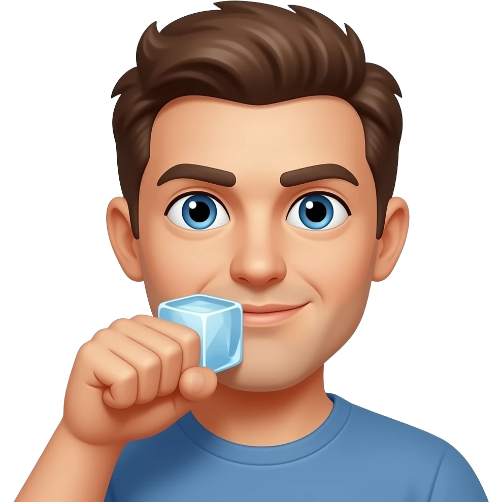 emoji with fist close to mouth with ice cude in side of face emoji