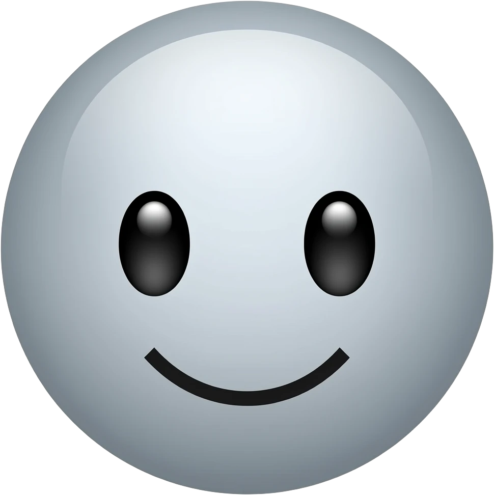 A gray circle whit •_• face emoji