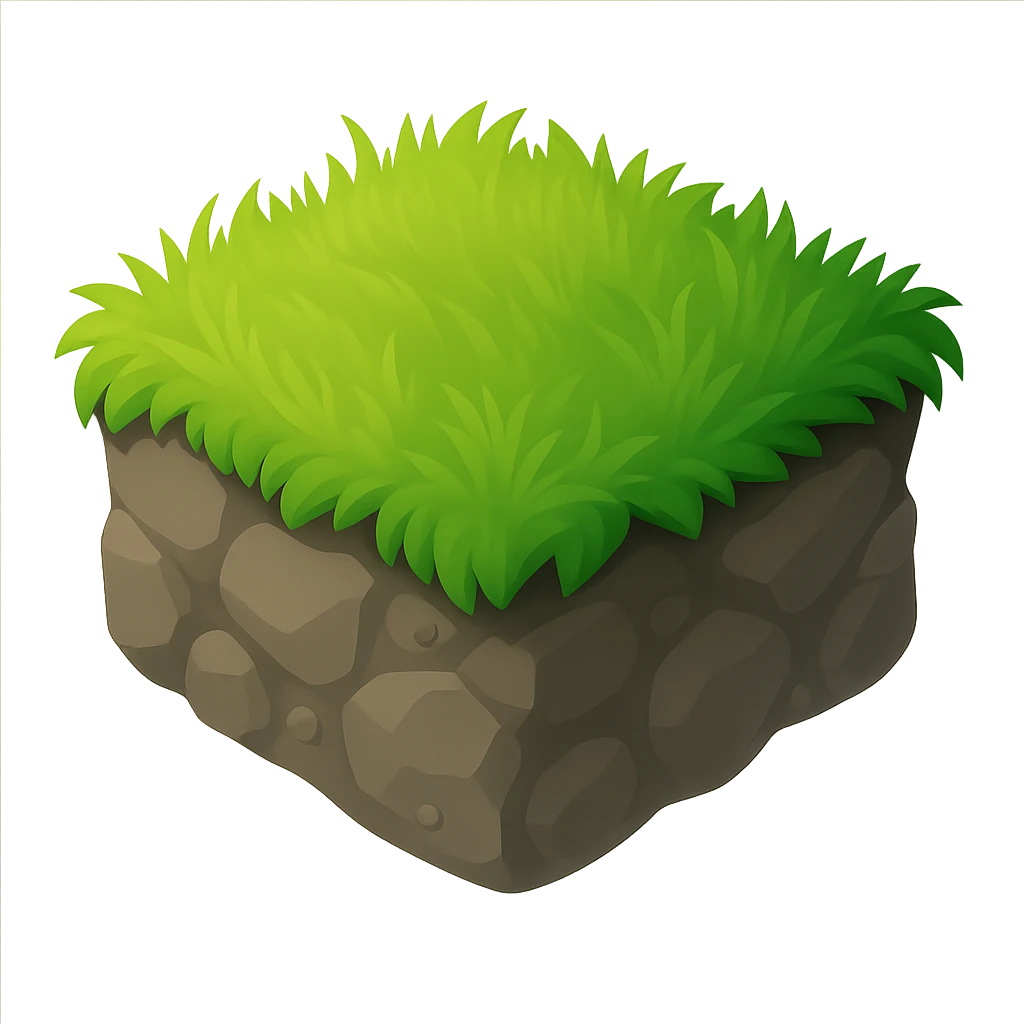make the ground a bit greyish brown and make it on a transparent background emoji