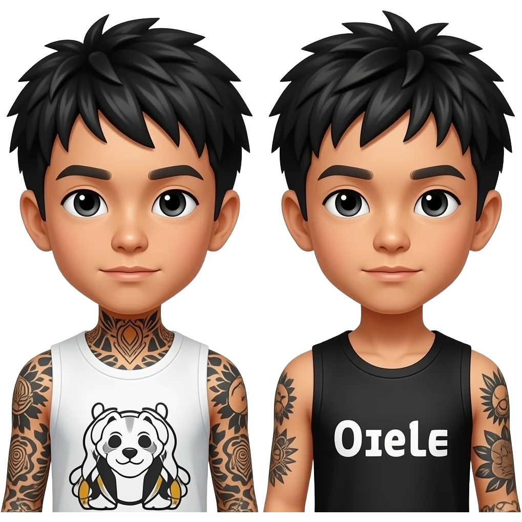 Two Japan boys have tattoo emoji