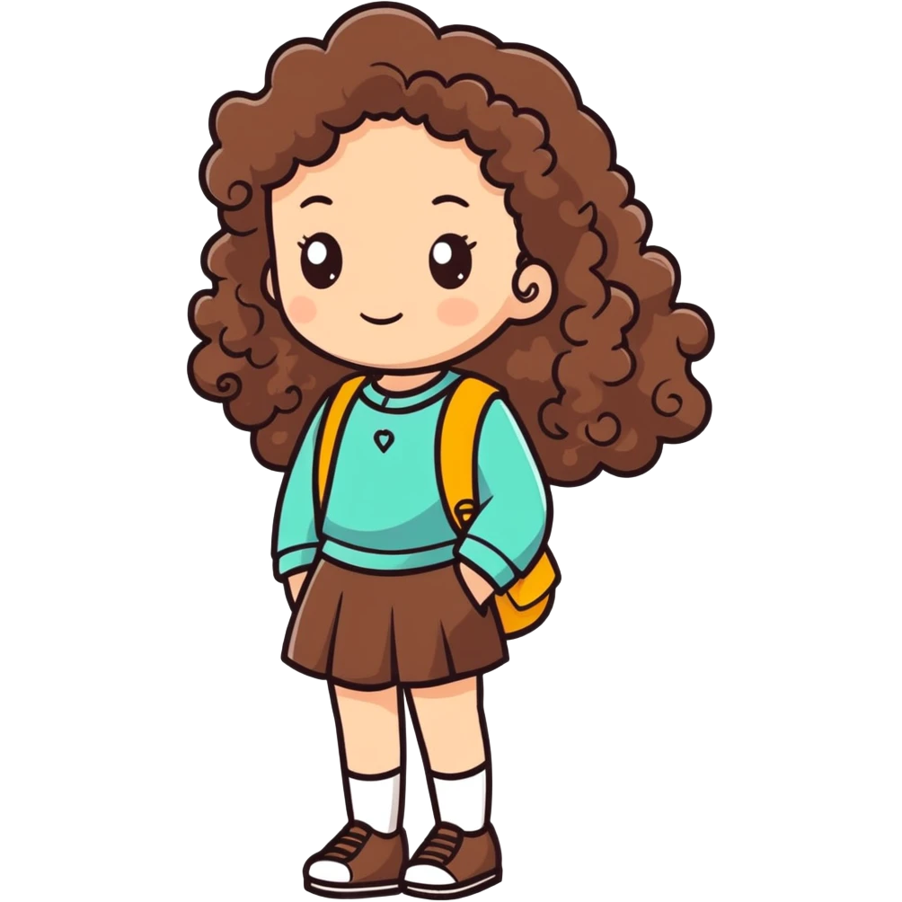 Una chica con pelo rizado y marrón emoji