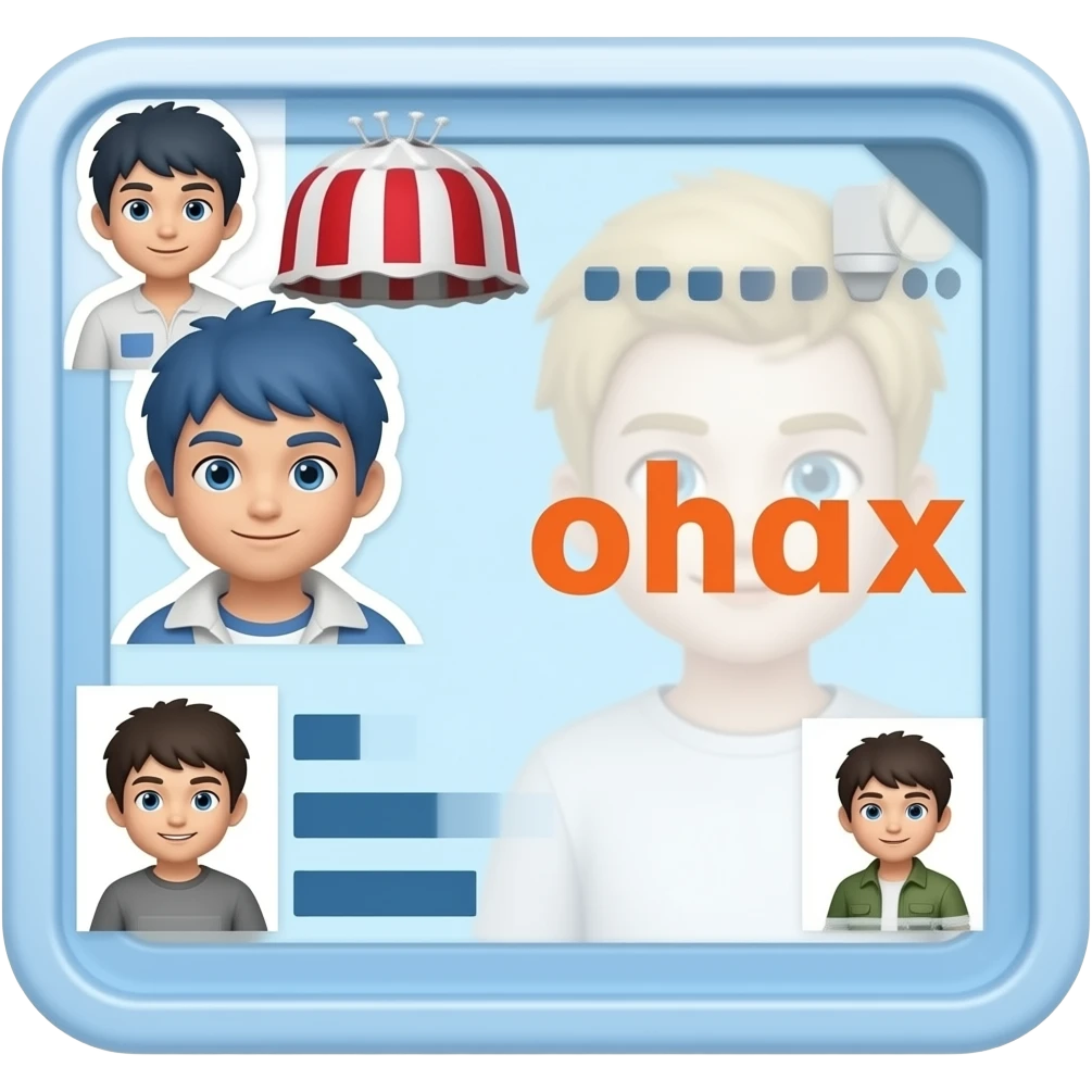 blue ID with super cool boy stickers on it emoji