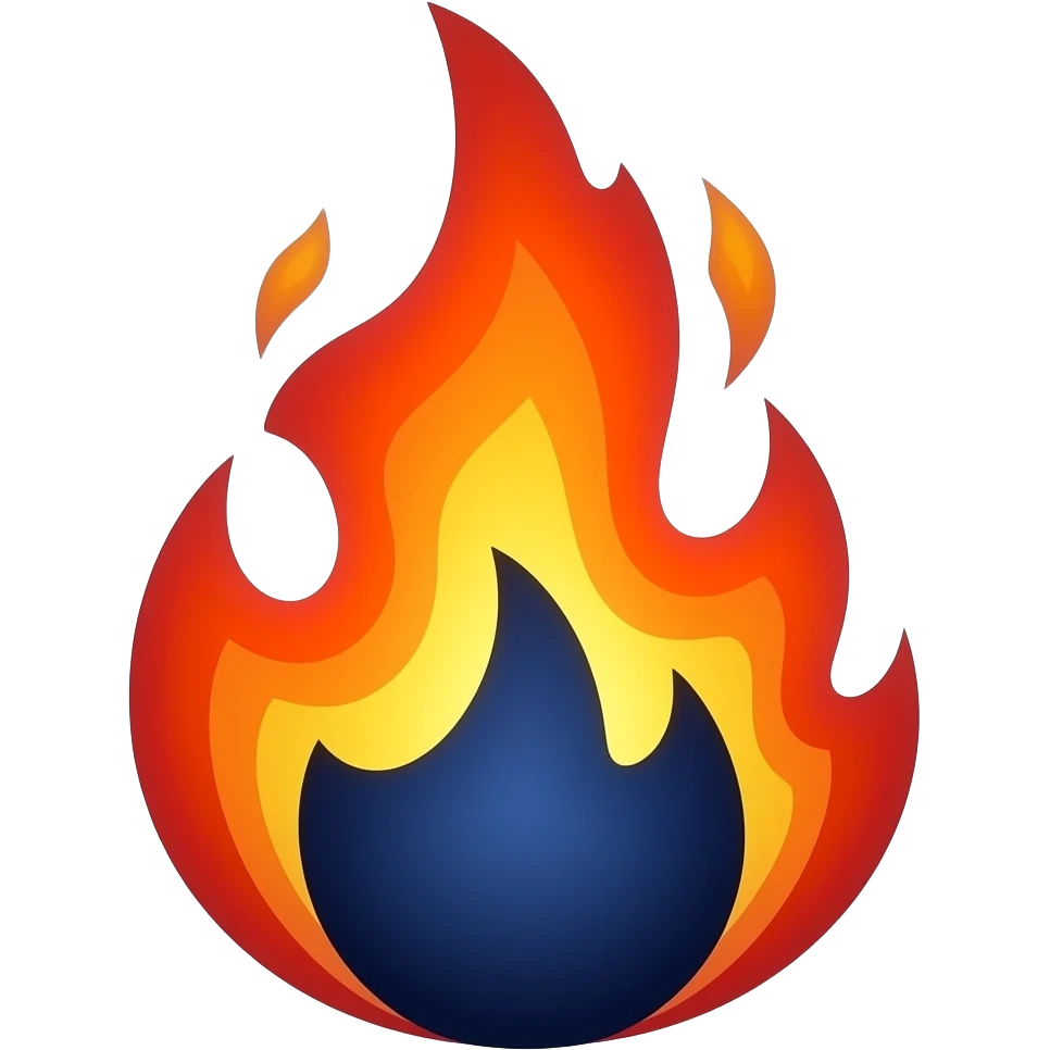 fire + colors include dark blue emoji