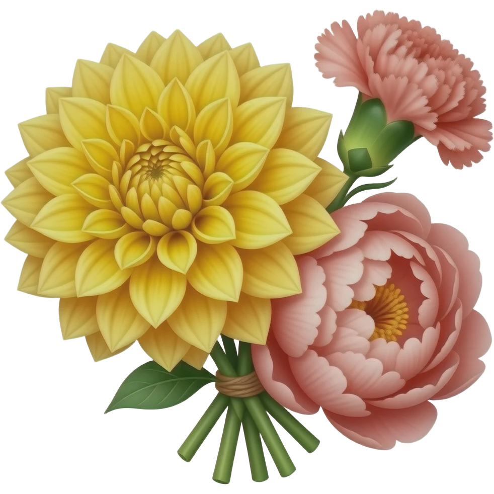 bouquet of yellow dahlia and carnation and peonies flowers emoji