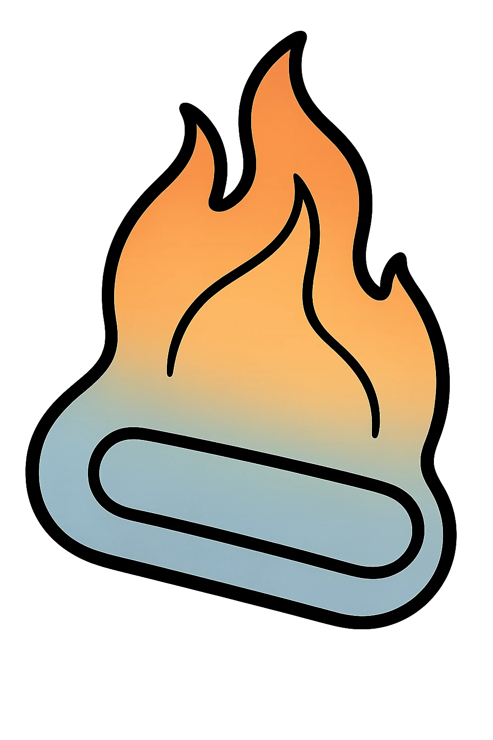 fire streak emoji, flat style, blue to orange gradient, no face, rounded edges, like a streak button, matching reference image emoji