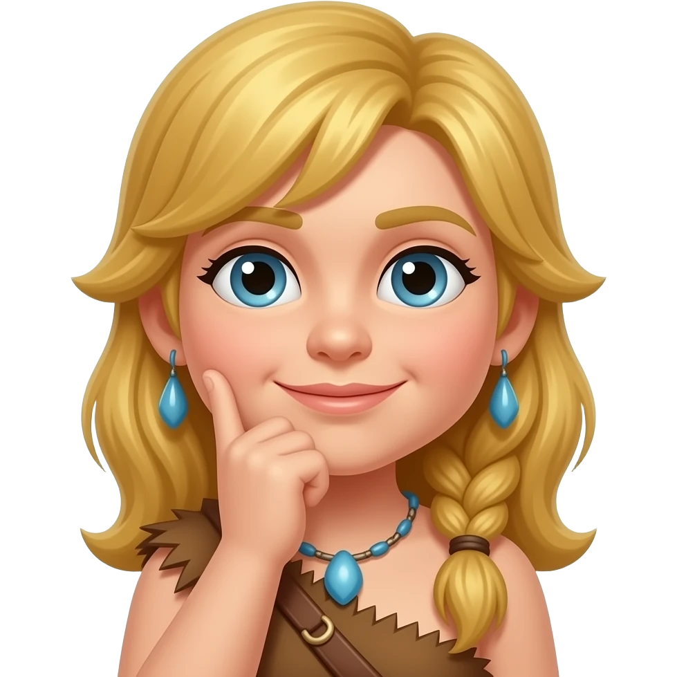 blonde cavewoman thinking emoji