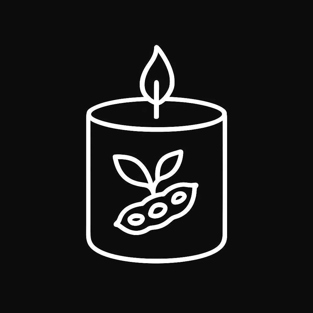 white Vector minimalistic and elegant icon of soy candle shape, black solid background emoji