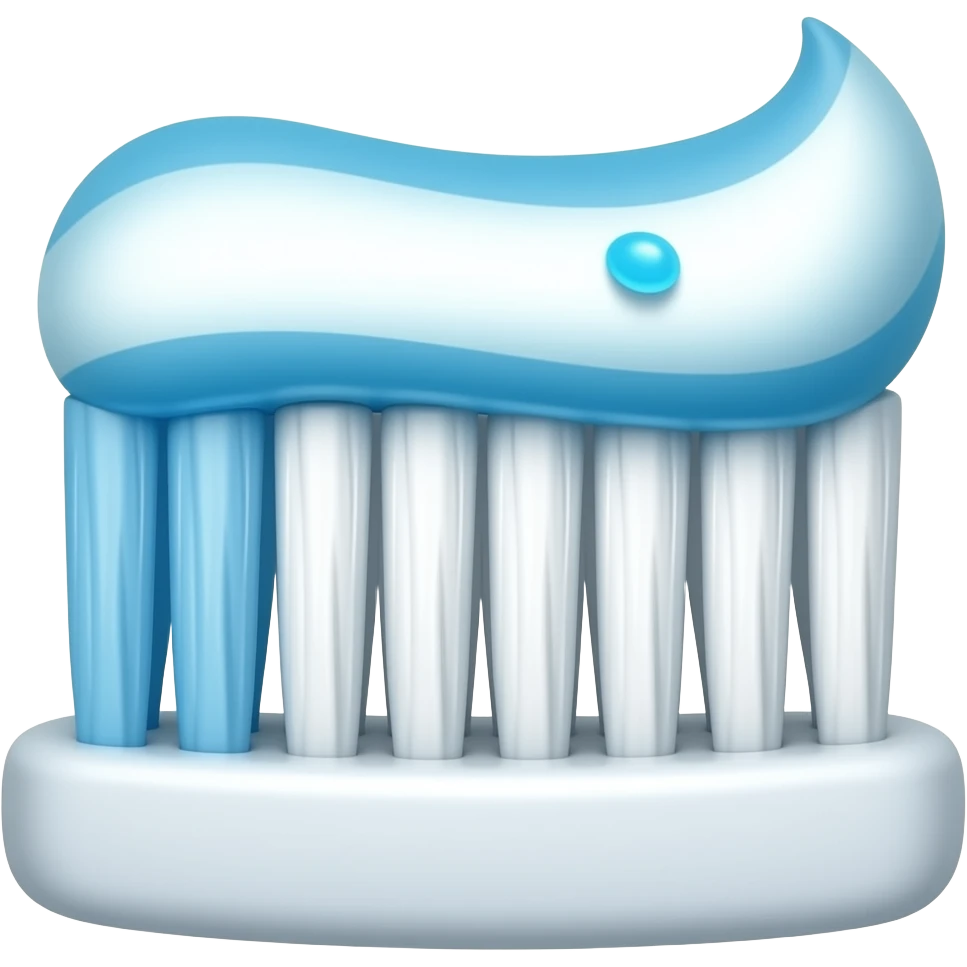 full sized toothbrush with blue substance on emoji