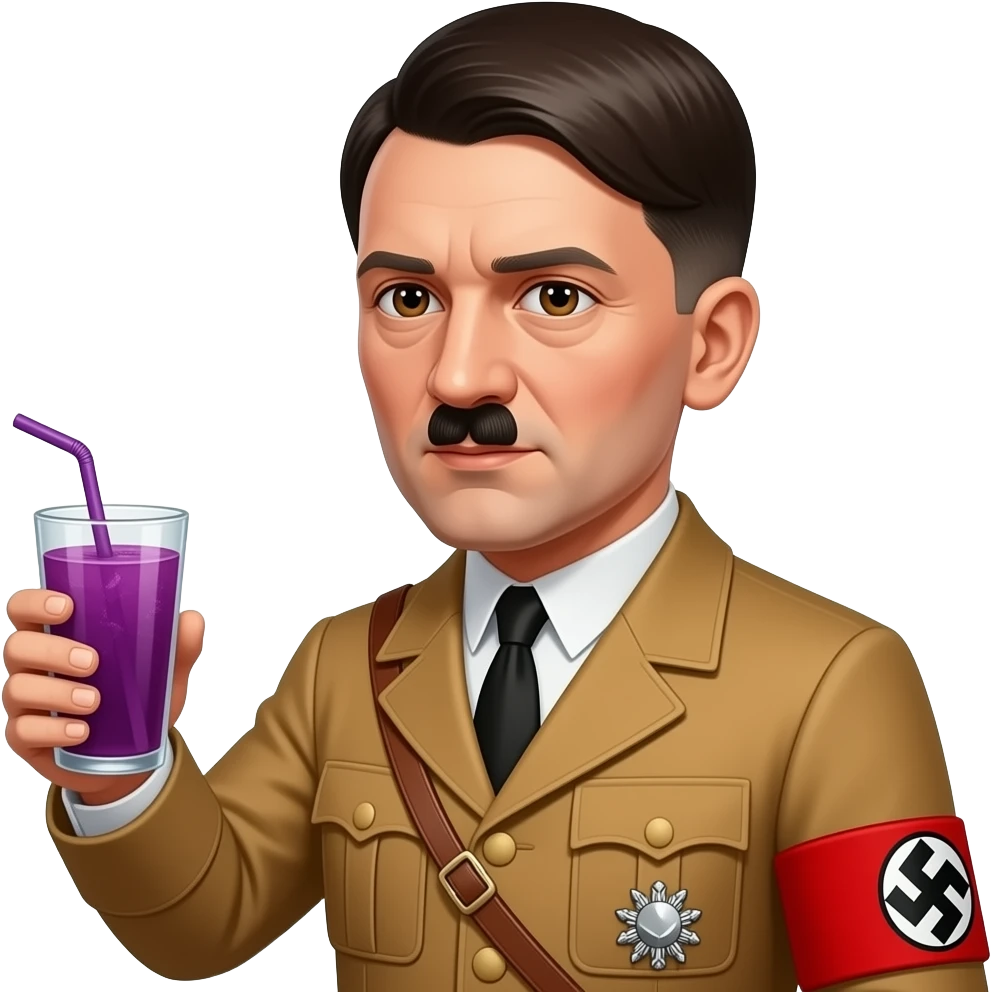 Hitler having a purple drink emoji