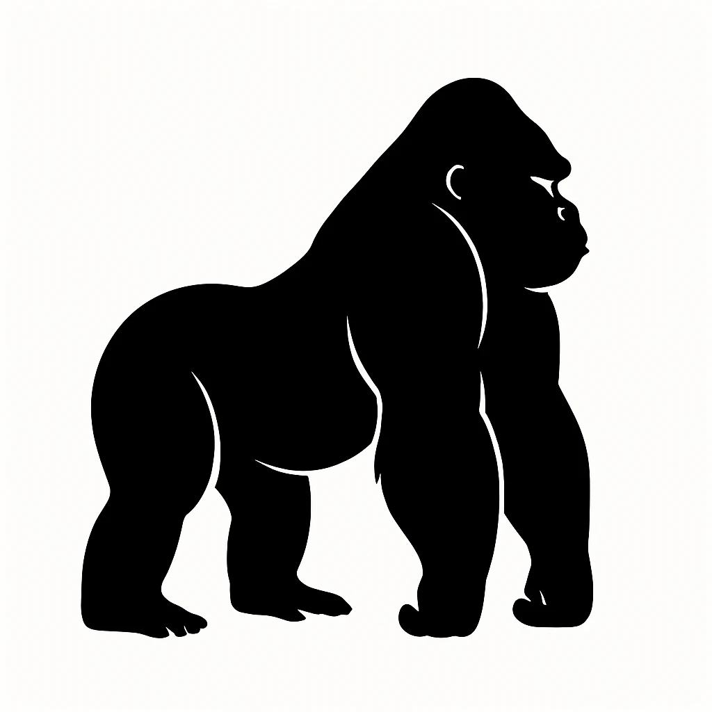 Gorilla black silhouette white background emoji