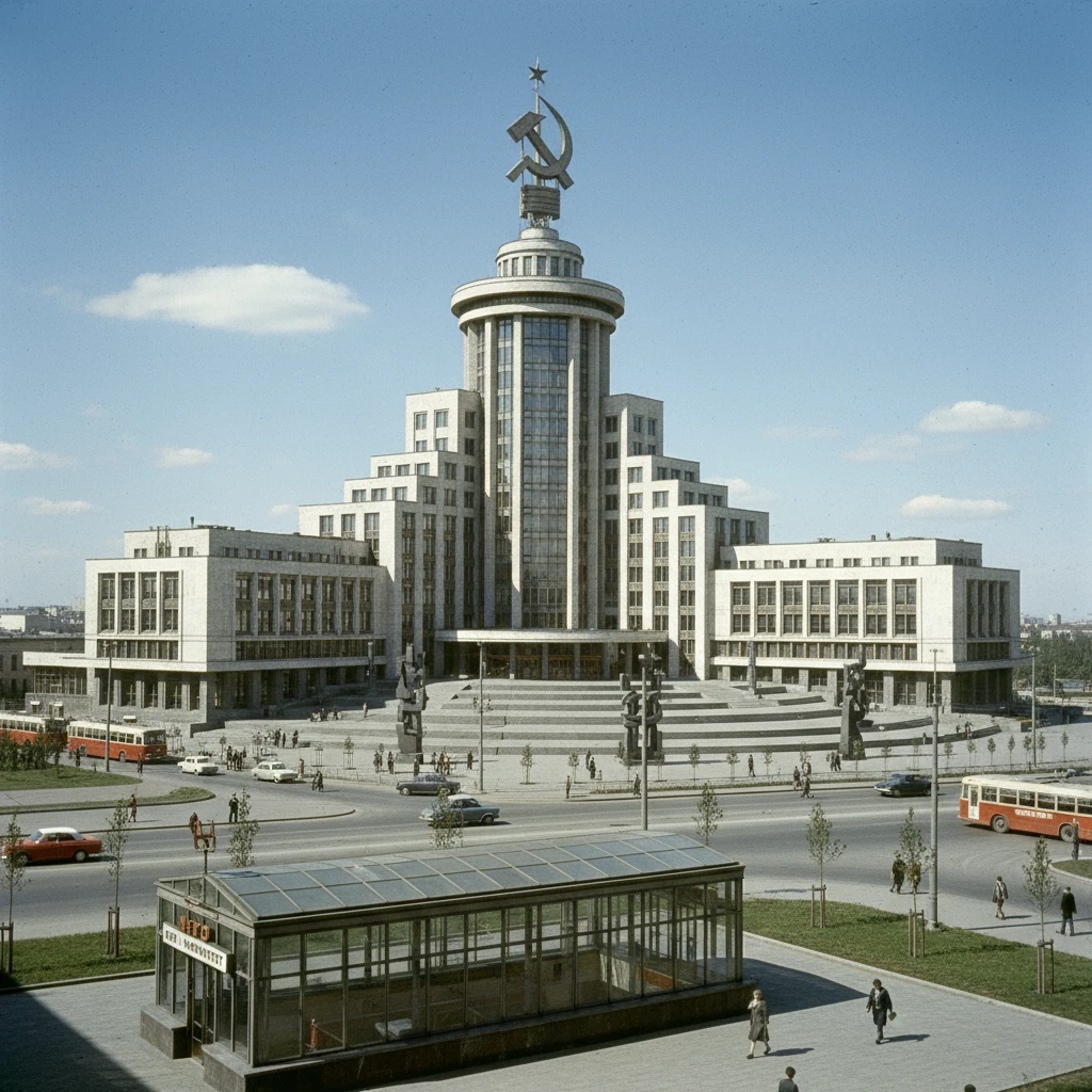 Новый Дворец Советов по плану 1961 года у метро Университет

Стиль - цветные архивные фото emoji