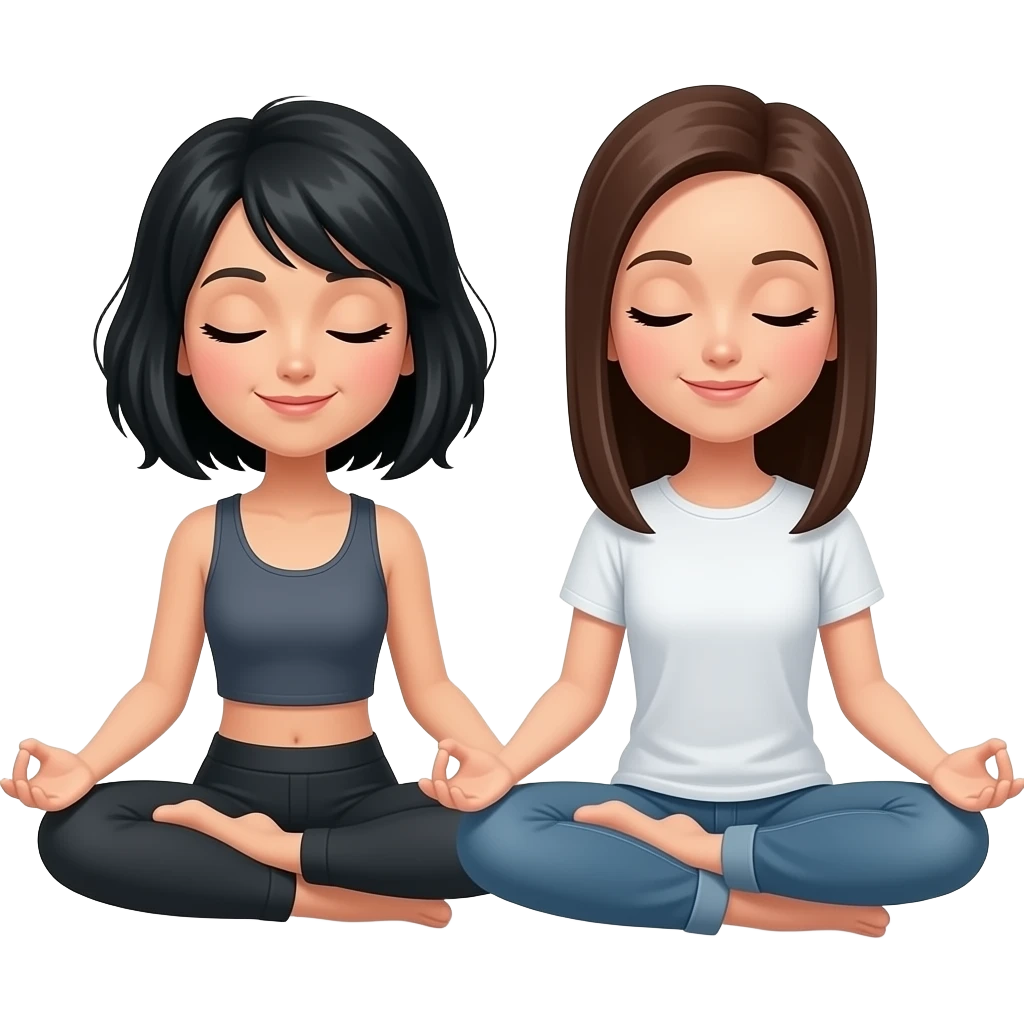 🧘🏻‍♀️ ya hayır siyah saçli ve düz saç aynı pozisyonda emoji