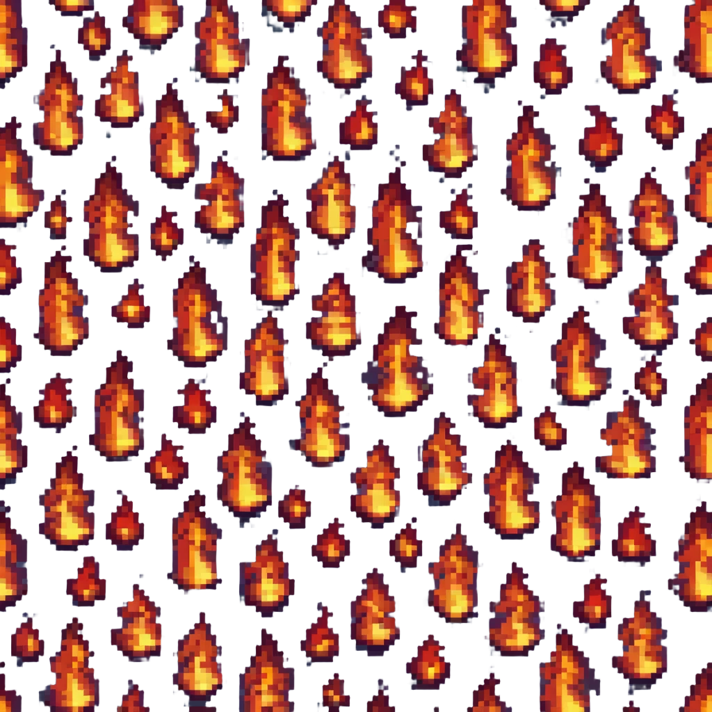 fire, pixel art style, small pixel flames, vibrant colors emoji